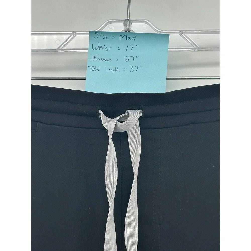 FIGS Technical Collection Women Black Scrub Pants Medium Drawstring Cargo Pocket